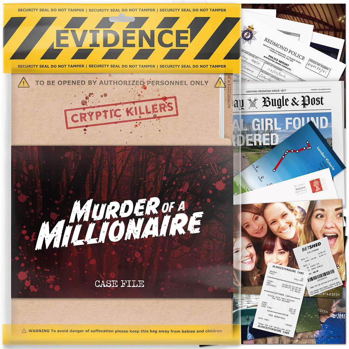 Cryptic Killers Unsolved murder mystery game - Cold Case Files Investigation Detective clues/evidence - Solve the crime - For individuals, date nights & party groups - Murder of a millionaire