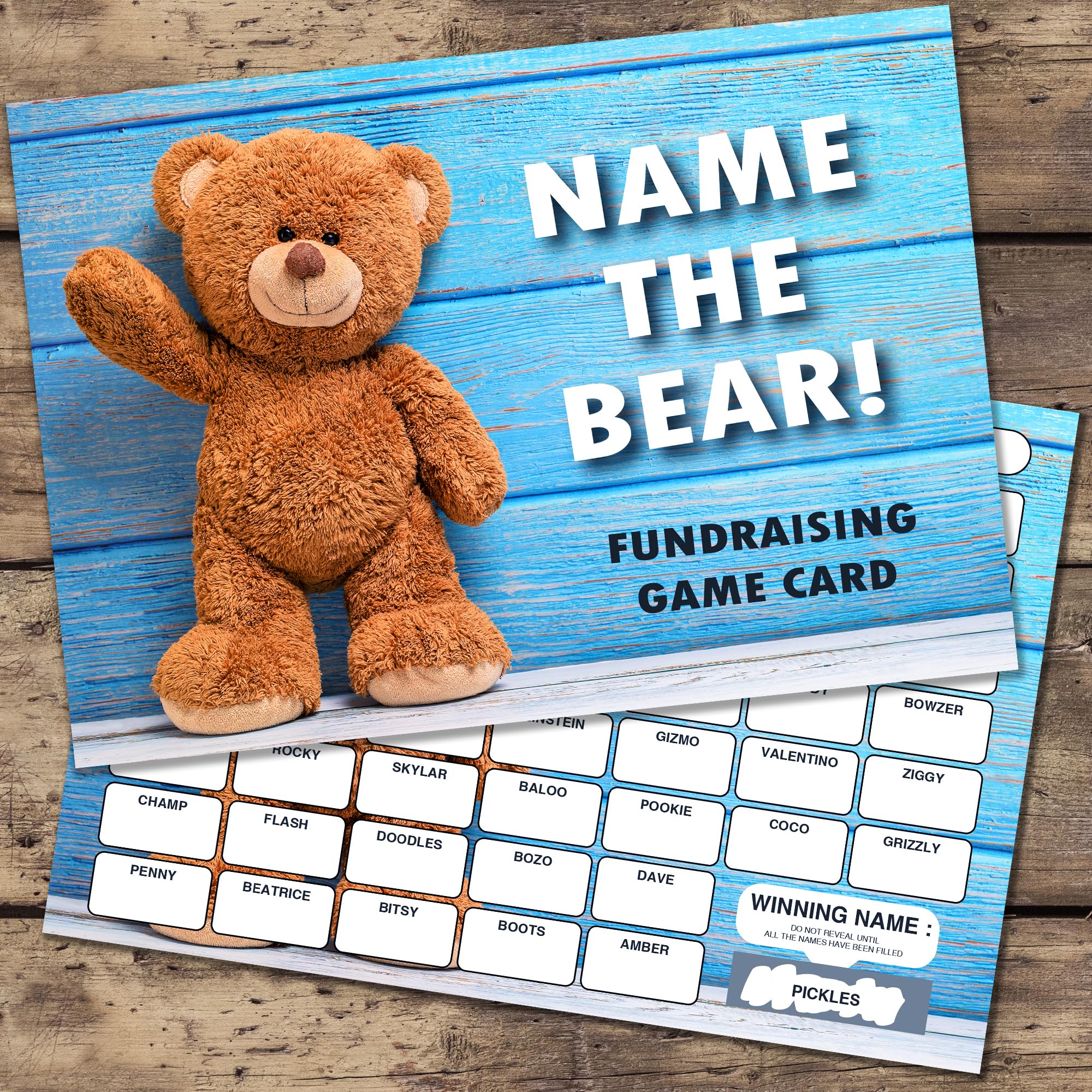 10 x Name the Bear Fundraising Scratch Cards. A5 Cards with 52 Squares to Raise Money for Charity