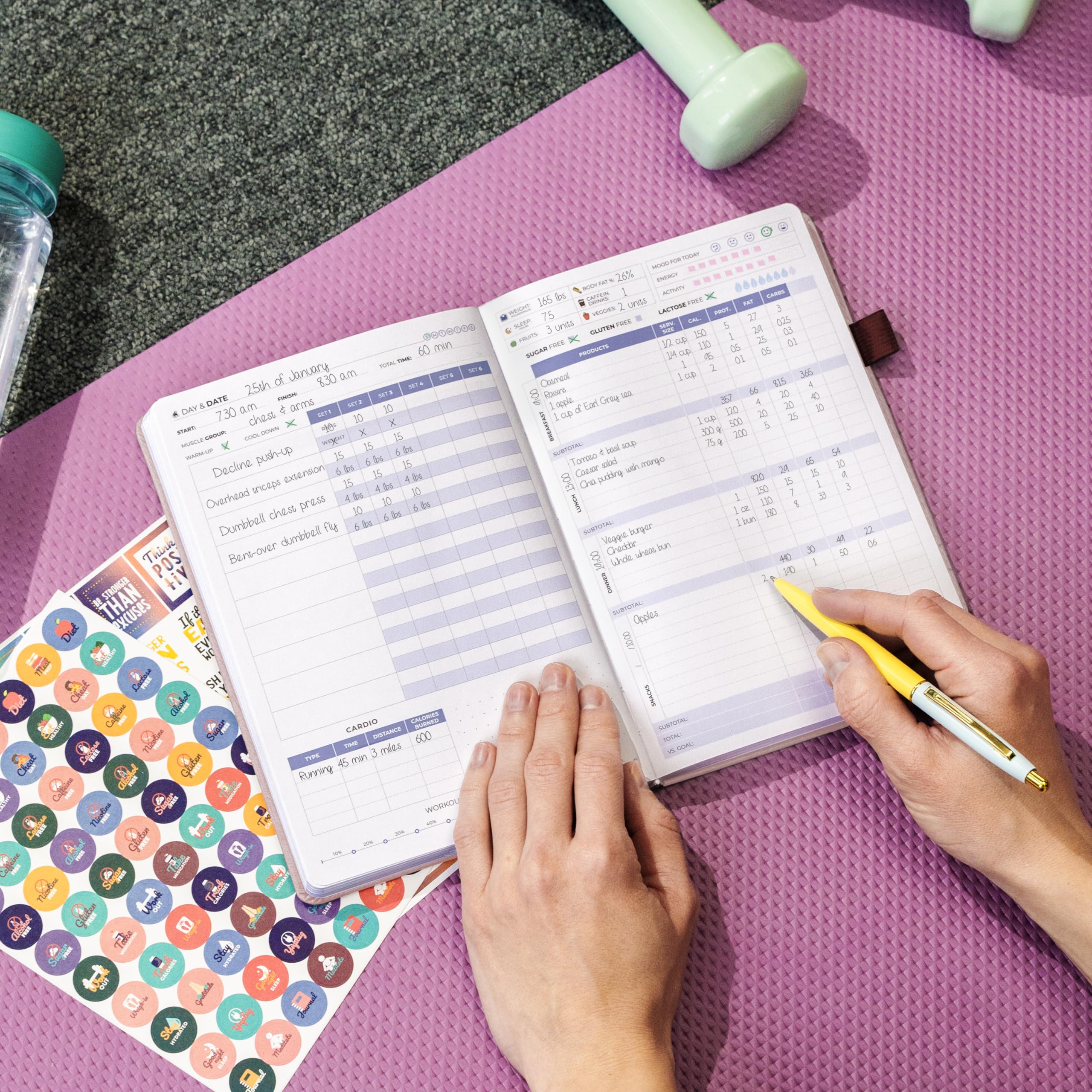 Clever Fox Fitness & Food Journal – Nutrition & Workout Planner for Women & Men – Diet & Gym Exercise Log Book with Calendars, Diet & Training Trackers - Undated, A5, Hardcover (Rose Gold)