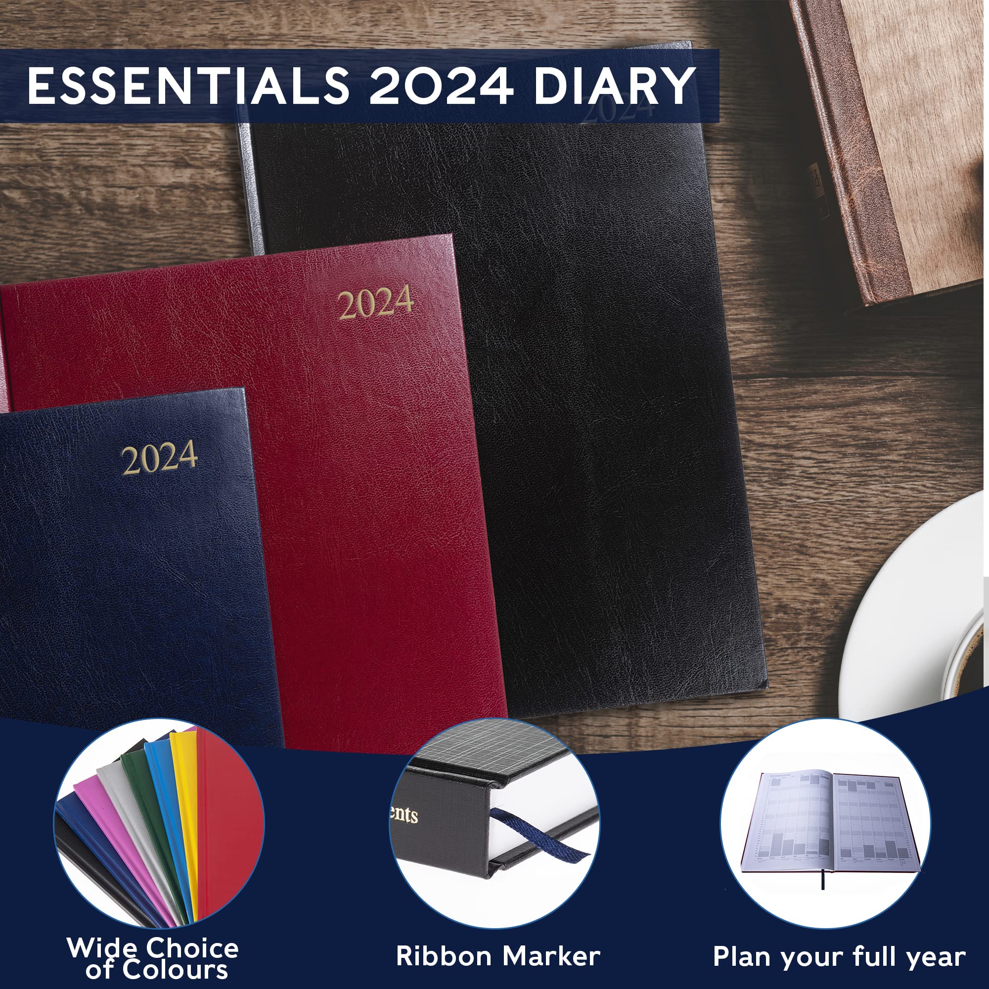 Collins Debden Essential A5 Diary 2024 Daily Planner - 2024 Page A Day Diary, Journal & 2024 Planner - Business, Office, Academic and Personal Use 2024 (A5 Size, Yellow)