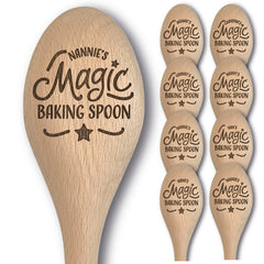 Engraved Magic Baking Spoon Gift - Multiple Options Available - Mother's Day, Birthday, Christmas - from Son, Daughter, Grandchild for Mummy, Grandma, Granny, Nan, Nana, Nanna, Nanny, Nannie (Nannie)