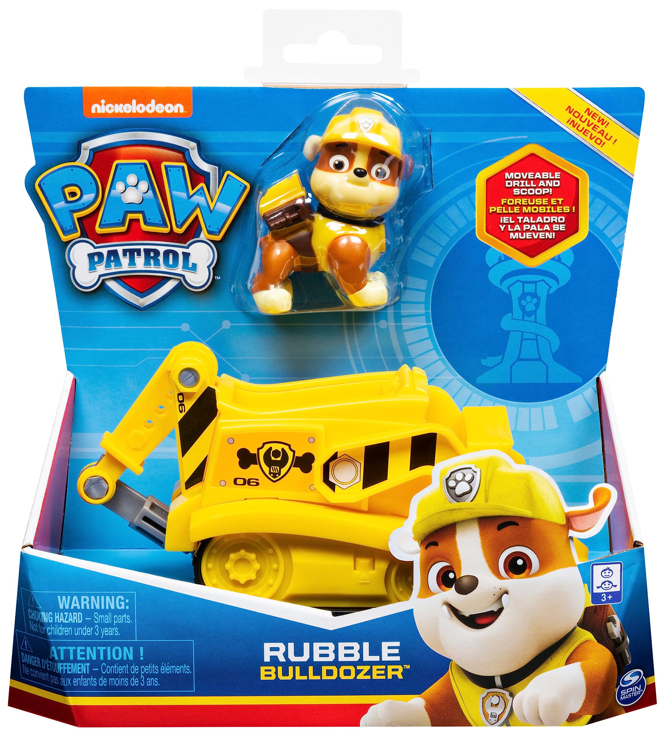 PAW Patrol, Rubble’s Bulldozer Vehicle with Collectible Figure, for Kids Aged 3 Years and Over