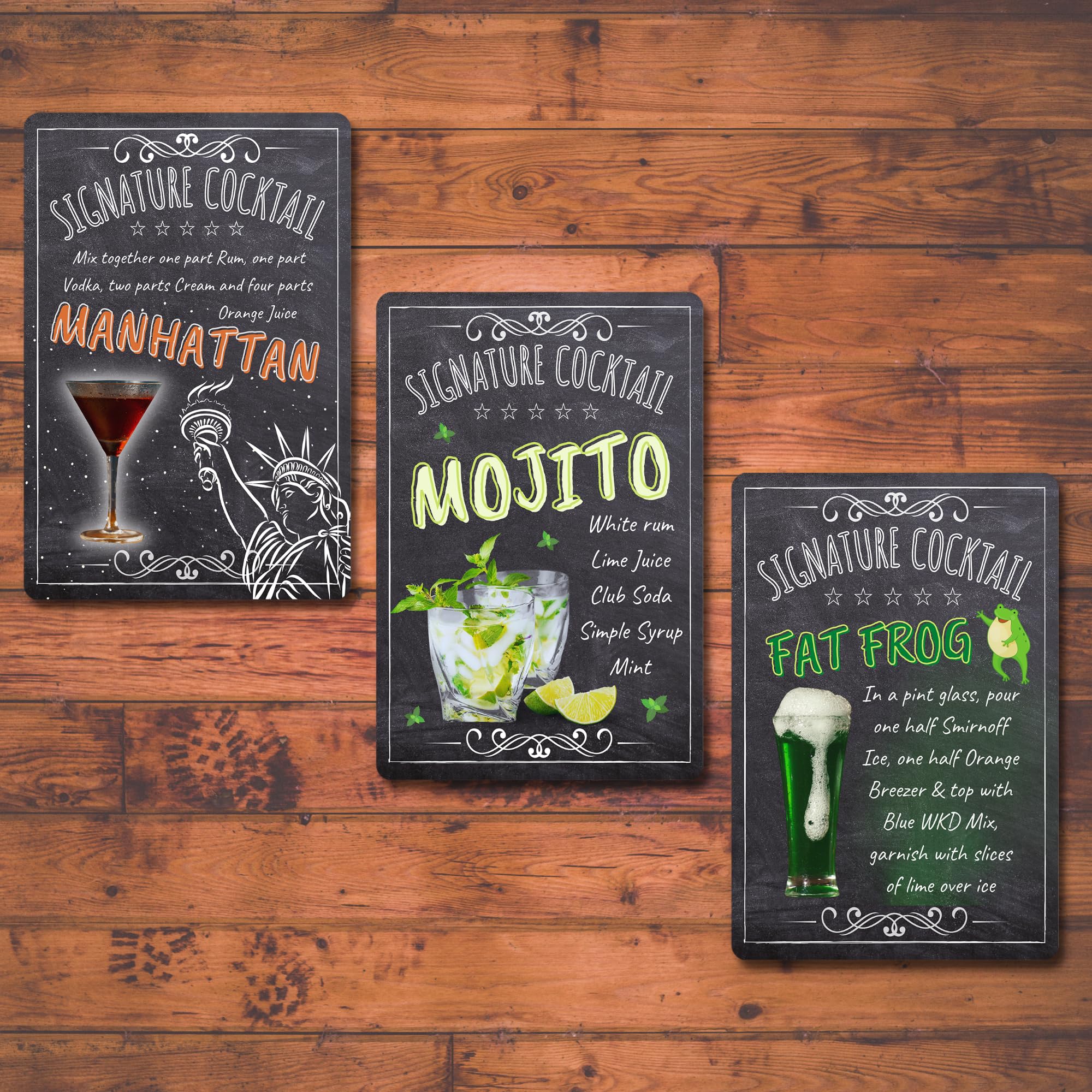 BAR SIGNS Classic Signature Cocktail Recipes Posters, Chalkboard Wall Art 20cm X 30cm for Home Decor, Pub, Tiki Bar, Kitchen, Restaurant (Moscow Mule)