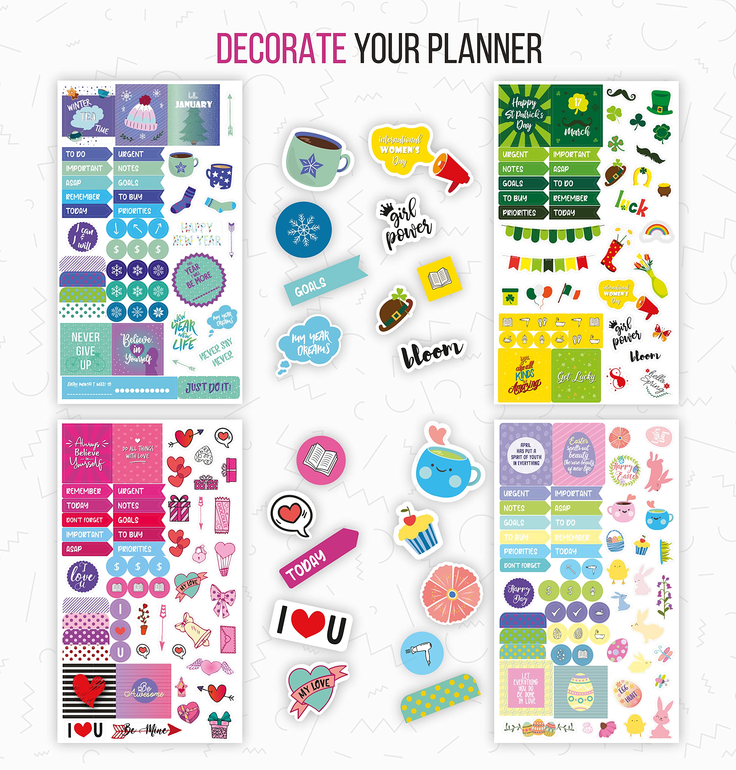 Get Organized with 1479 Seasonal & Productivity Planner Stickers - UK Special - Enhance Your Planner, Calendar, and Organizer - Planner Accessories by Vladi Creative