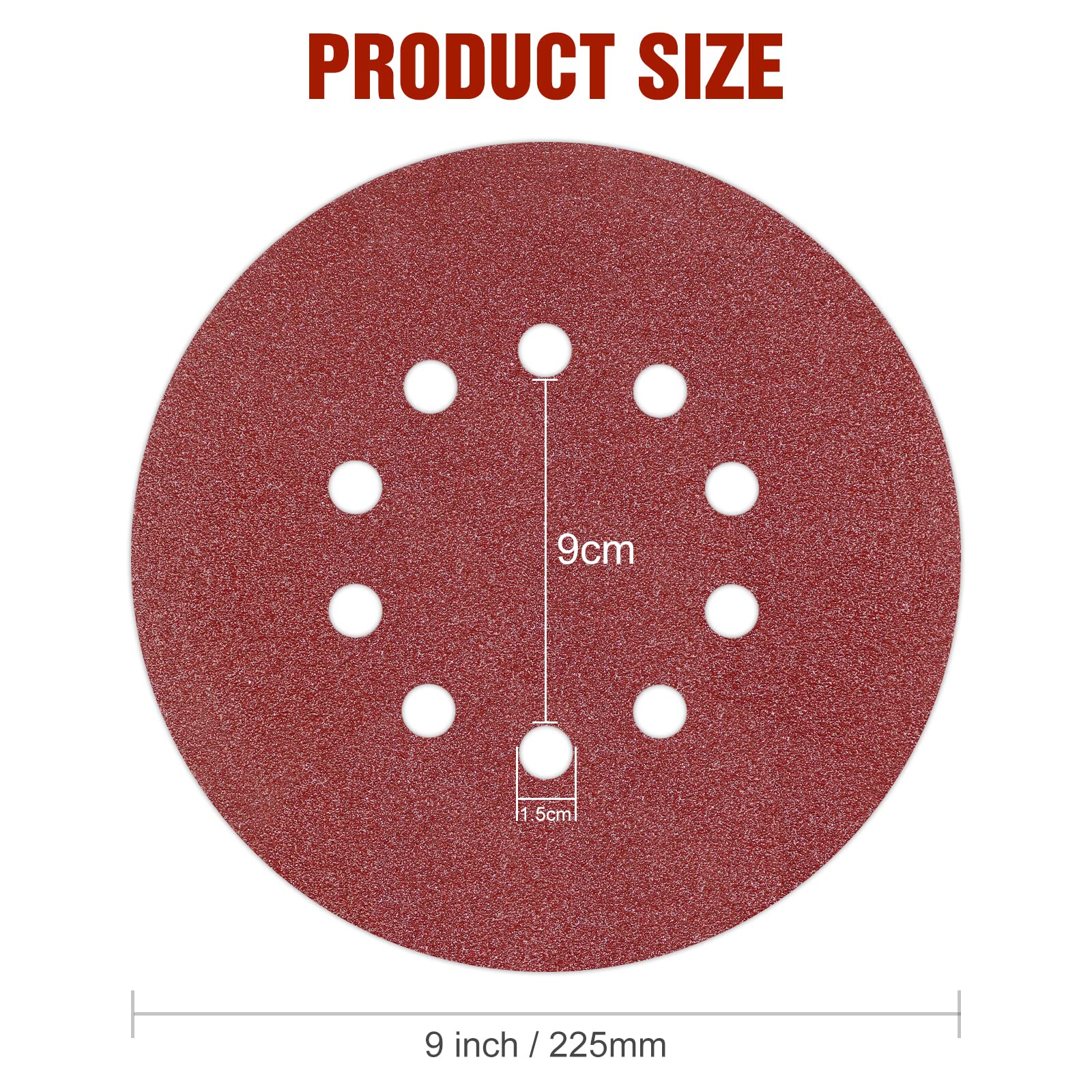 KONGMING 225mm sanding disc 10 Pcs 10 Hole Hook and Loop Grit P60 Sanding pads 9 inch sandpaper for Drywall Sander Long Neck Sander Sanding Giraffe