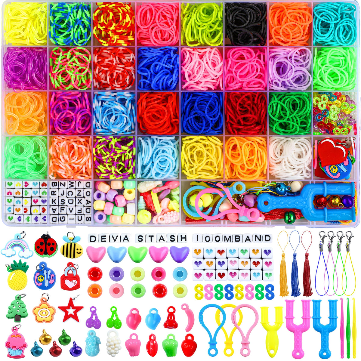 2800and Loom Bands Kit, 30 Colours Loom Band Kits for Girls Includes Clips, Charms, Beads and All Accessories, DIY Friendship Bracelet Making Kits, Craft Kits, Perfect Birthday, Halloween Christmas Gift