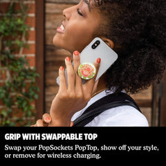 PopSockets: PopGrip Expanding Stand and Grip with a Swappable Top for Phones & Tablets - Blooming Peony Pink Enamel, universal