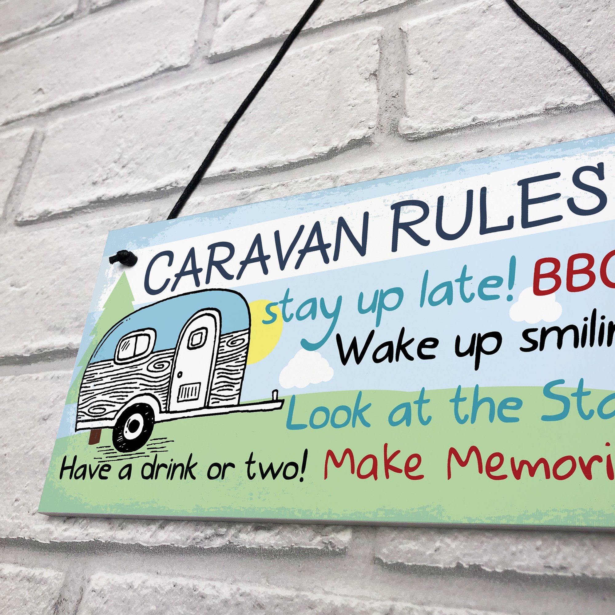 RED OCEAN Caravan Rules Novelty Hanging Plaque Campervan Outdoor Garden BBQ Sign Retirement Friend Gift