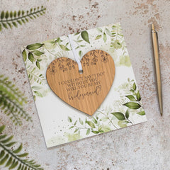 Will You Be My Bridesmaid/Maid of Honour/Flower Girl Card with Wooden Heart Plaque Decoration Keepsake - Bridesmaid Proposal Gift (Green, Bridesmaid)