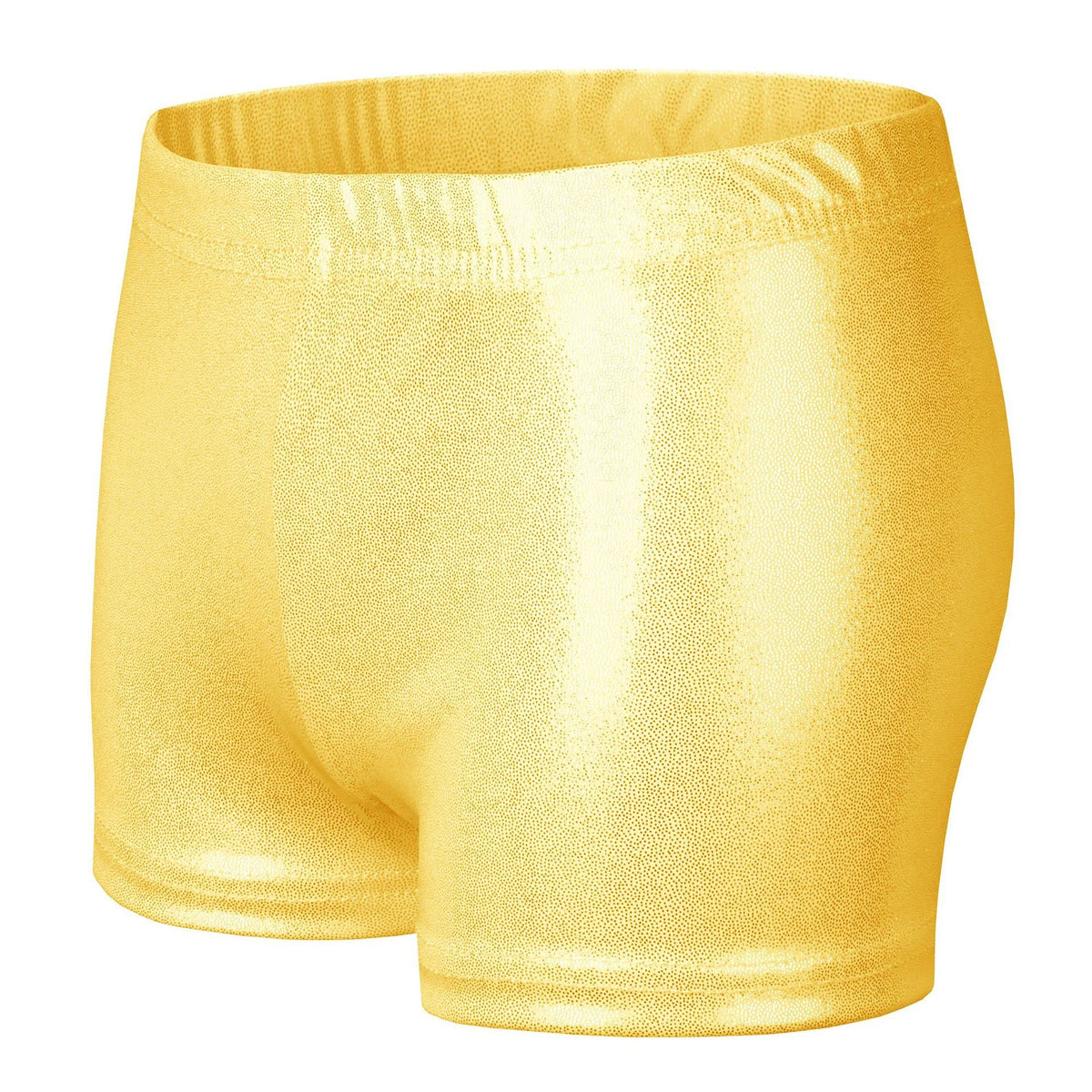 PythJooh Girls Dance Shorts, Little Girls Sparkle Glitter Gymnastics Shorts Metallic Athletic Dancewear Shorts 3-14 Years Gold