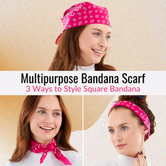 Pink Bandana For Men & Women - Cotton Headband Paisley Hair Bandanas - Pirate Scarf - Headwear Cycling Cowboy Sports Neckerchief