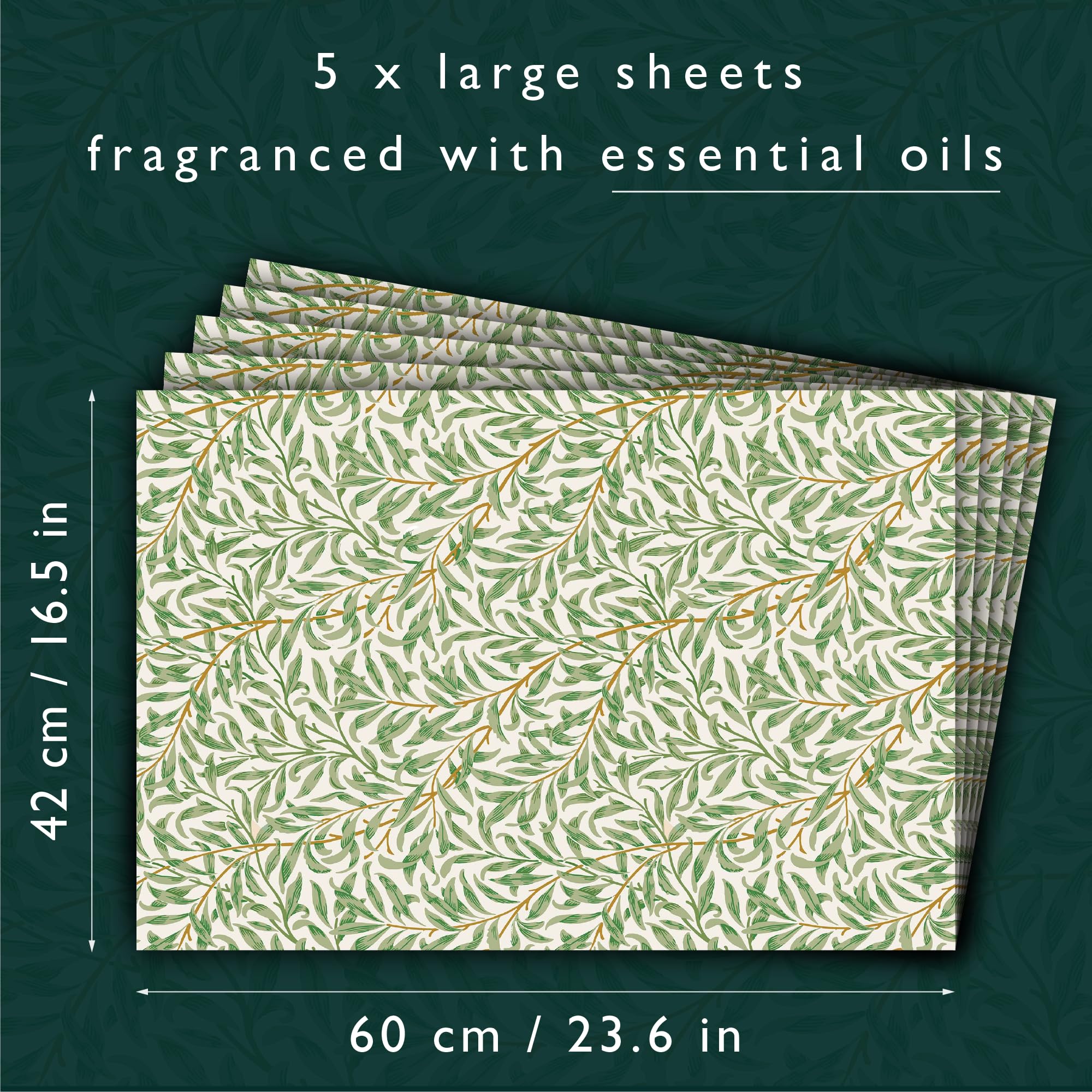 The Master Herbalist NEROLI & BERGAMOT Scented Drawer Liners in a WILLIAM MORRIS Design (FOLDED)   Pack of 5 Sheets   Contains Essential Oils