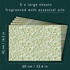 The Master Herbalist NEROLI & BERGAMOT Scented Drawer Liners in a WILLIAM MORRIS Design (FOLDED)   Pack of 5 Sheets   Contains Essential Oils