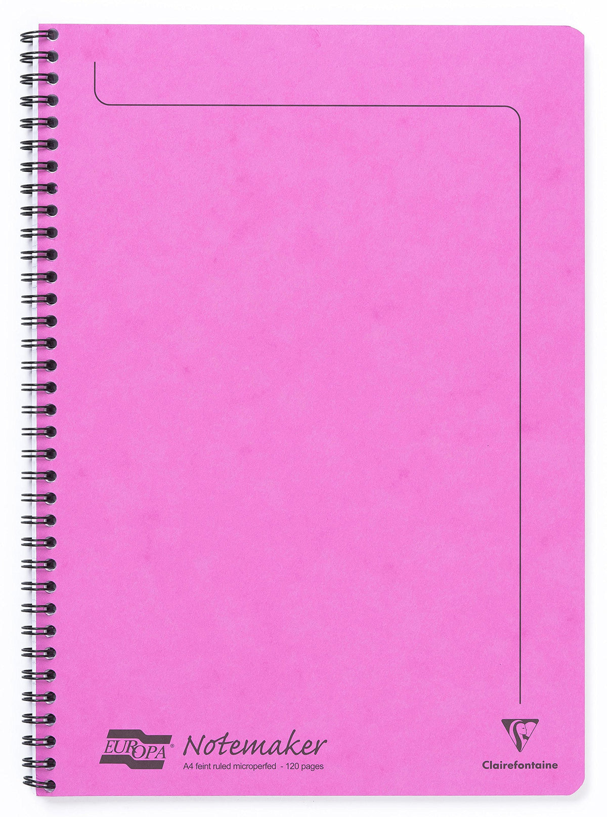 Clairefontaine - Ref 3084Z - Europa Notemaker Sidebound Notebook (120 Pages) - A4 Size, 90gsm Brushed Vellum Paper, Micro-Perforated Sheets, Lined Rulings - Pink