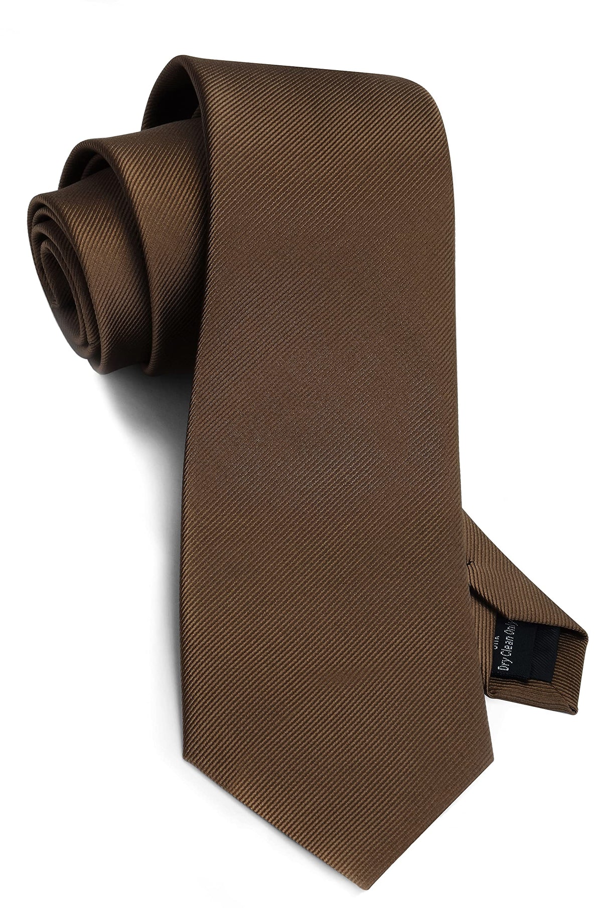 Gusleson Solid Wedding Ties for Men Classic Dark Brown Silk Tie 8cm Formal Necktie (UK0791-22)