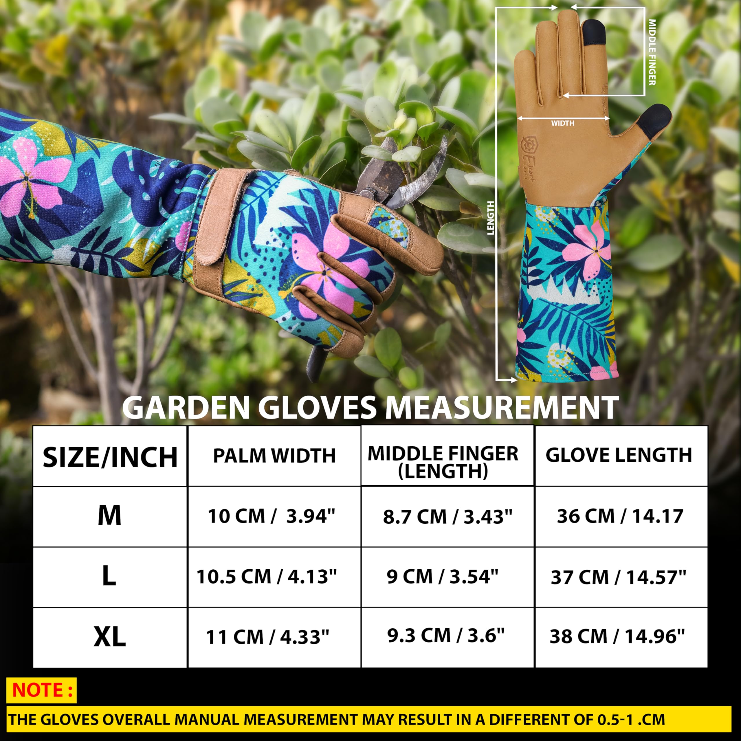 Escort Tools Ladies Leather Gardening Work Gloves Thorn Proof, Touch Screen, Multipurpose, Breathable High Dexterity Mechanic Heavy Duty Safety working Gloves For Women and Men (Long Cuff, M)