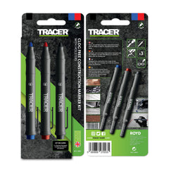 TRACER Clog-Free Construction Marker Kit with TRACER Site Holster (All-Purpose Markers perfect for shiny and dusty surfaces.) - Black, Blue, and Red