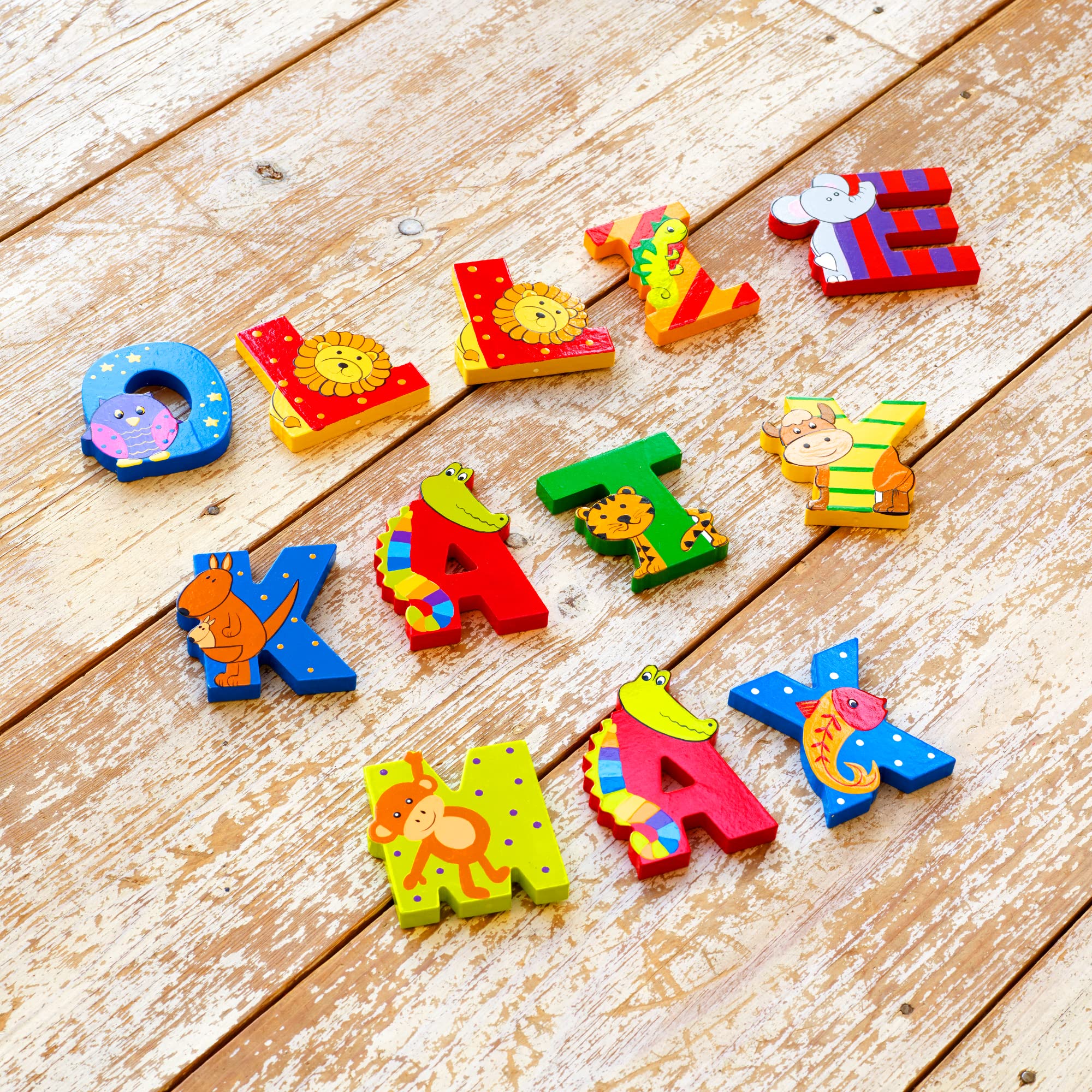 Wooden Letters by Orange Tree Toys, Letter E for Elephant - Alphabet Animals Letters for Personalised Baby Name, Toy Box, Door, Wall Decorations - Safari Nursery Decor, Boys Girls Bedroom Accessories