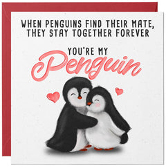 Penguin Anniversary Card / Cute Romantic Valentine Card for Husband Wife Boyfriend Girlfriend Fiancee Him or Her / Valentines Day Cards for Loved One / Birthday Card