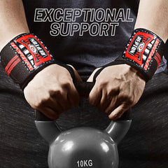 Weightlifting Wrist Wraps - Professional Grade with Thumb Loops - Wrist Support Braces - Men & Women - Weight Lifting, Crossfit, Powerlifting, Strength Training Straps (Black & Red, 18)