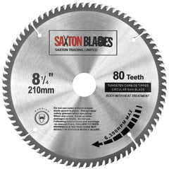 Saxton TCT Circular Wood Mitre Saw Blade 210mm x 80T x 25.4mm Bore fits Evolution Rage Saws