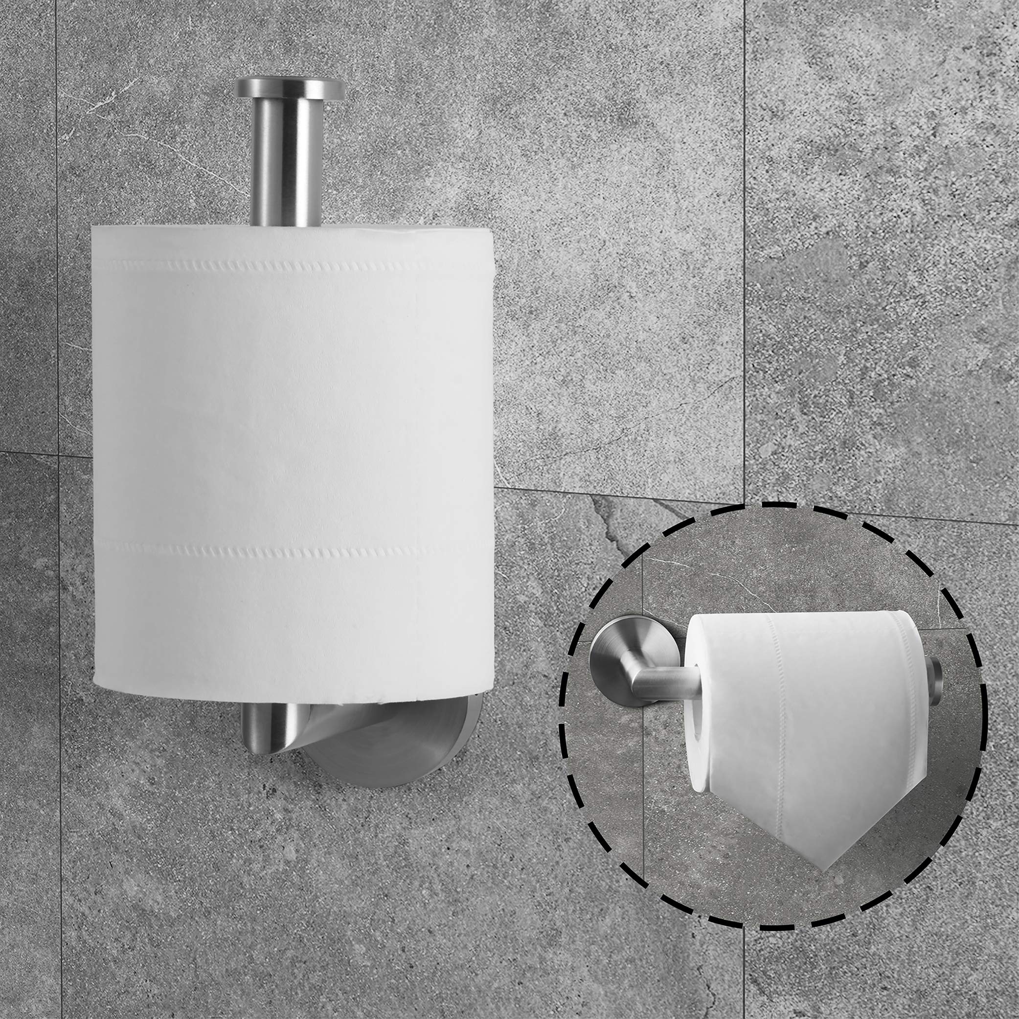 HITSLAM Toilet Roll Holder Wall Mounted SUS 304 Stainless Steel Silver Toilet Paper Holder Waterproof Rotateproof Loo Roll Holder for Bathroom - Brushed Nickel - 2 Pack