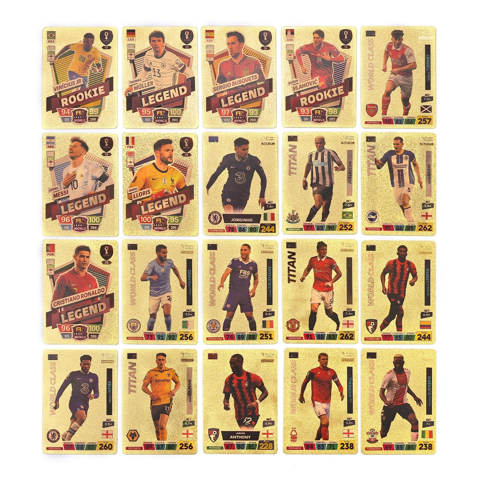 Grehge otball Star Cards UEFA Champions League Football Collectible Cards Gold Foil Cards Children's Birthday Christmas Gifts are Non-Repeating and Non-Original