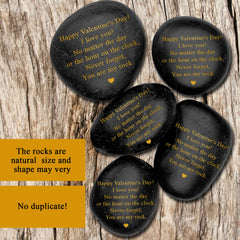 Happy Valentines Day Gift - Black Polished You are My Rock Engraved Pebble - Emotional Valentines Gifts for Him, Valentines Gifts for Her - Boyfriend Gifts, Girlfriend Gifts, Gifts for Couples