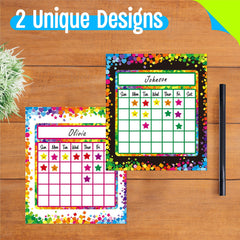 80 PCS Classroom Incentive Chart, 2 Colorful Designs with 2024 Star Stickers for Classroom Student Teacher Family Using Positive Behavior Chore Rewards (Confetti Theme)