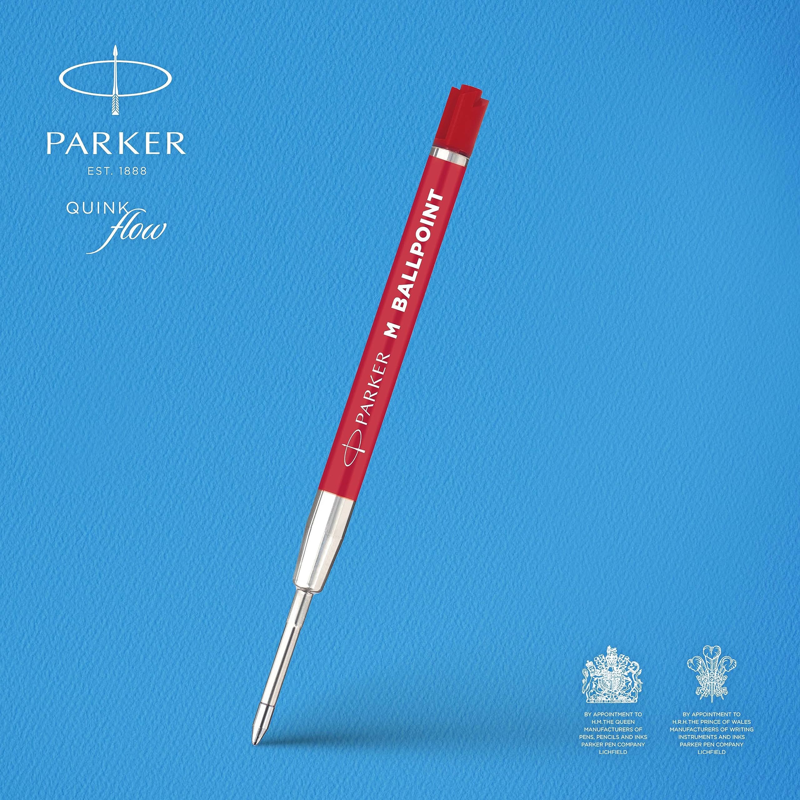 Parker Ballpoint Pen Refill   Medium Tip   Red QUINKflow Ink   2 Count