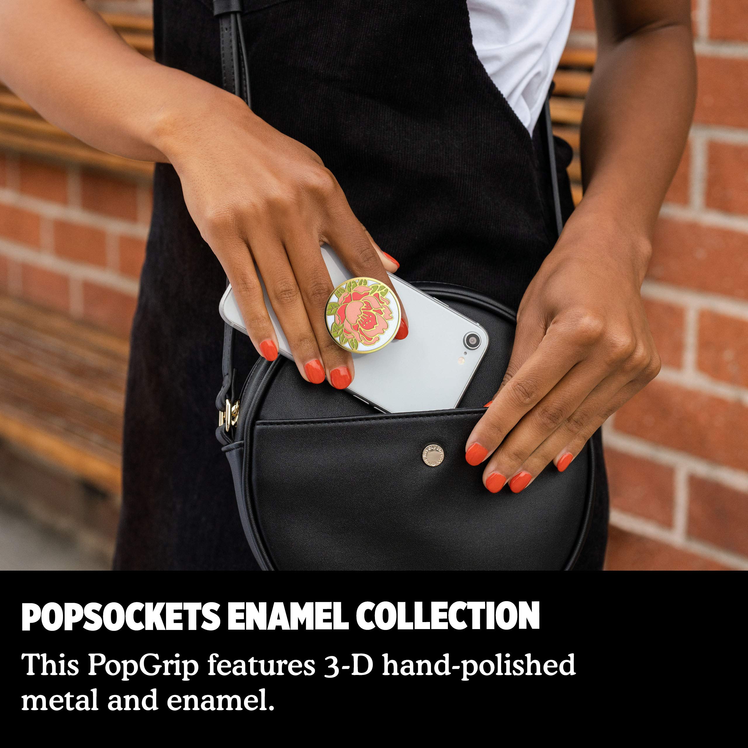 PopSockets: PopGrip Expanding Stand and Grip with a Swappable Top for Phones & Tablets - Blooming Peony Pink Enamel, universal