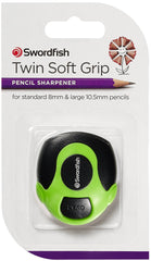 Swordfish ‘Twin Soft Grip’ Double-Hole Pencil Sharpener [Pack of 1] Assorted Colours [40289]