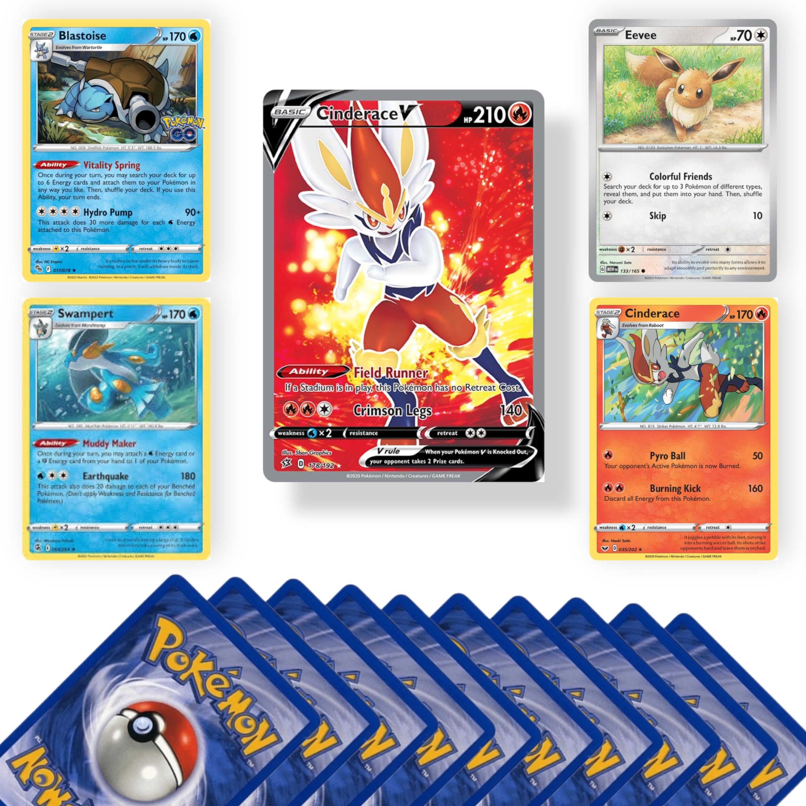 Pokemon Cards Mystery Pack Bundle - Includes 20 Pokemon Cards, 4 Holo Rare Cards, and 1 Special, VMAX, Ex. Perfect for Pokemon Card Binder and Pokémon TCG Pack Gift and That Chunky Yellow Mouse ™ Pouch