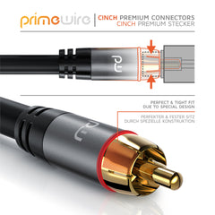 Primewire RCA Audio Cable 0.5m - 2RCA Phono Plugs to 2RCA Phono Plugs - Stereo Audio Cable for Surround Sound Dolby Digital DTS - Metal Shell Casing Gold Plated Conectors