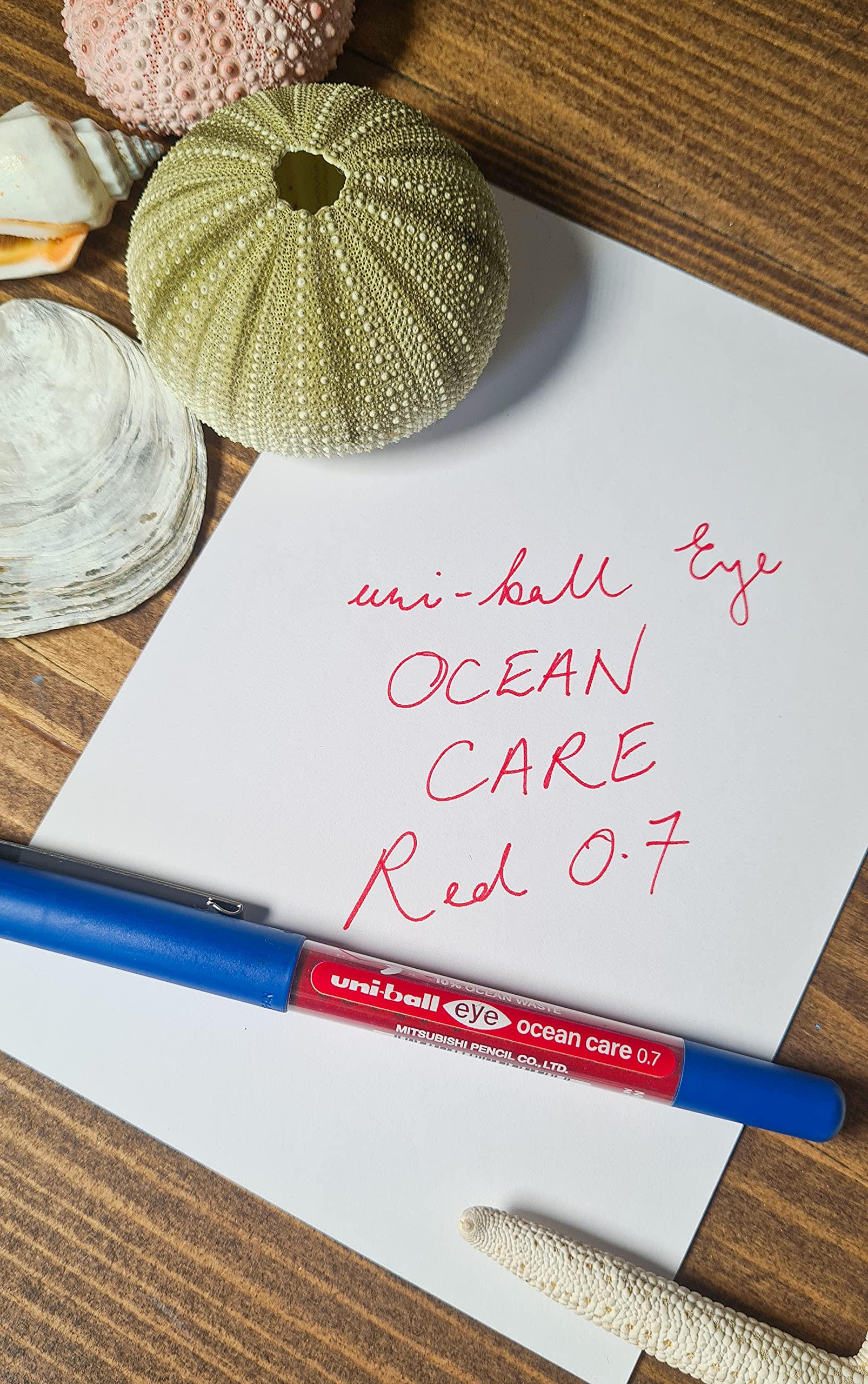 uni-ball Eye Ocean Care UB-157ROP Rollerball Pens. Fine 0.7mm Ballpoint Tip for Smooth Writing, Drawing, Art & Colouring. Fade and Water Resistant Liquid Uni Super Ink. 3 Pack Black, Red, Green