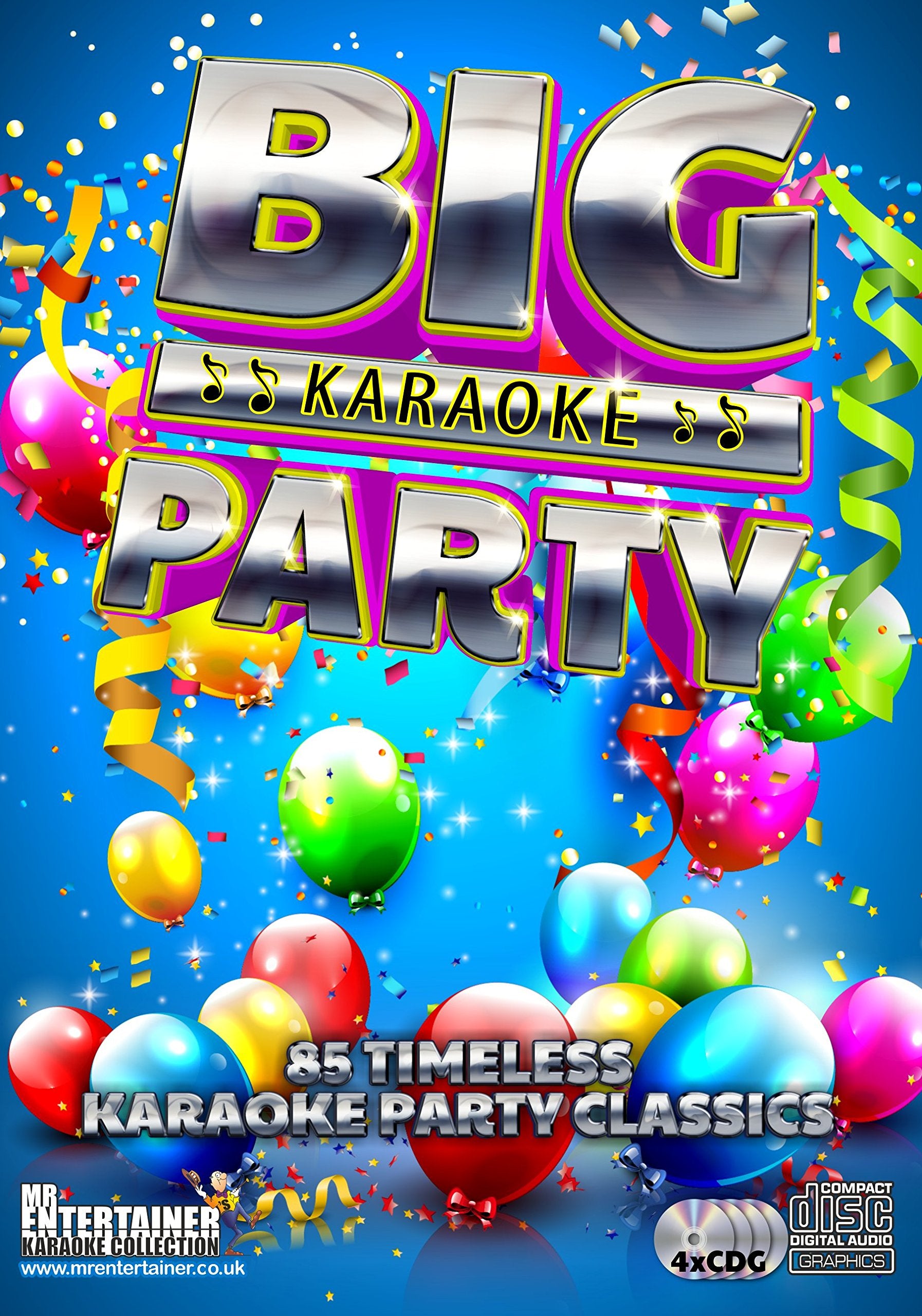 Mr Entertainer Big Karaoke Party 4 x CDandG (CDG) Pack. 85 Songs. Greatest Karaoke Party Hits.