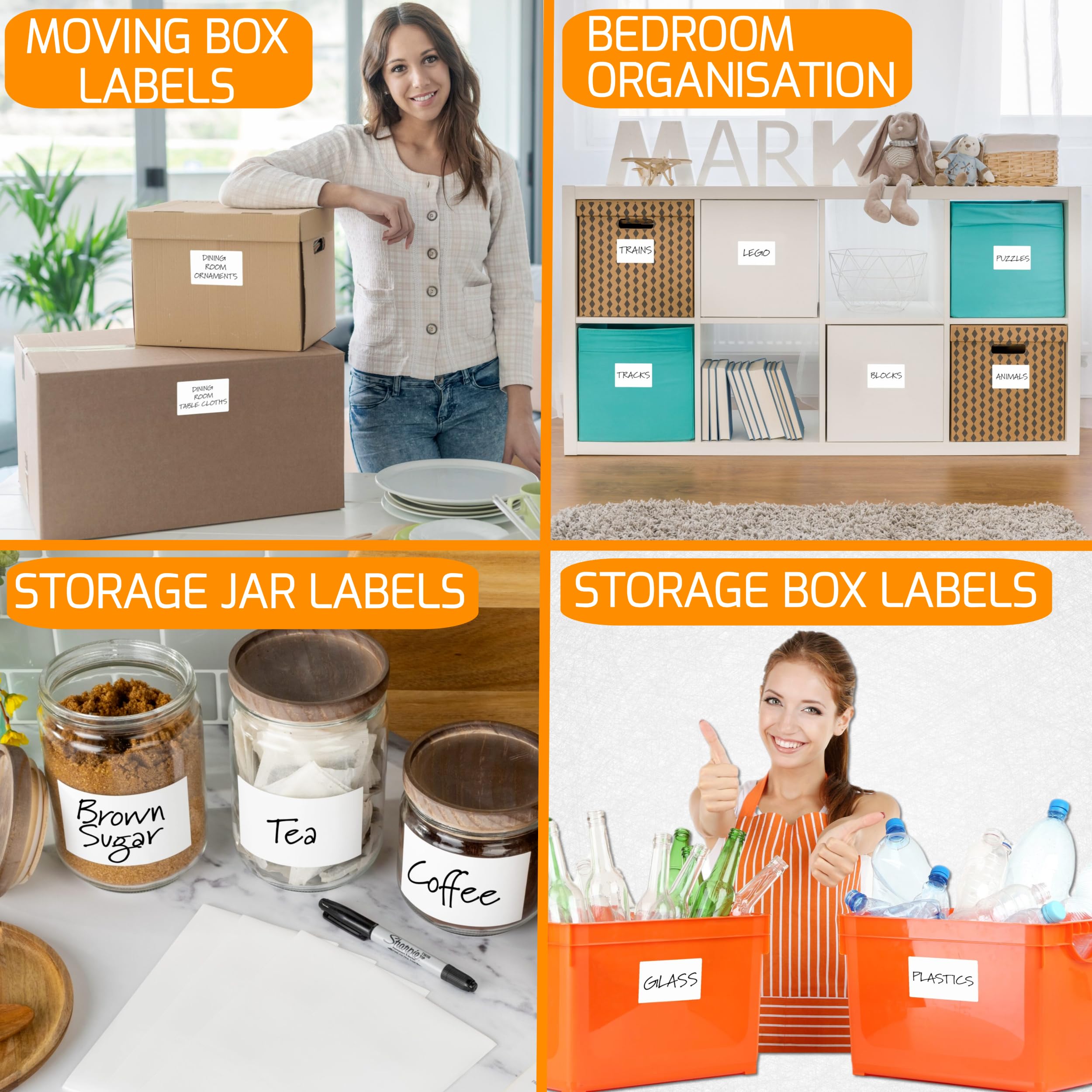 Large Labels for Storage Boxes - 45 Large Sticky Labels White, Perfect Size 4 x 2.4 Inch (102 x 62mm) Removable Labels, Large Labels Stickers with Anti Smudge Coating, Storage Box Labels by Innoveem