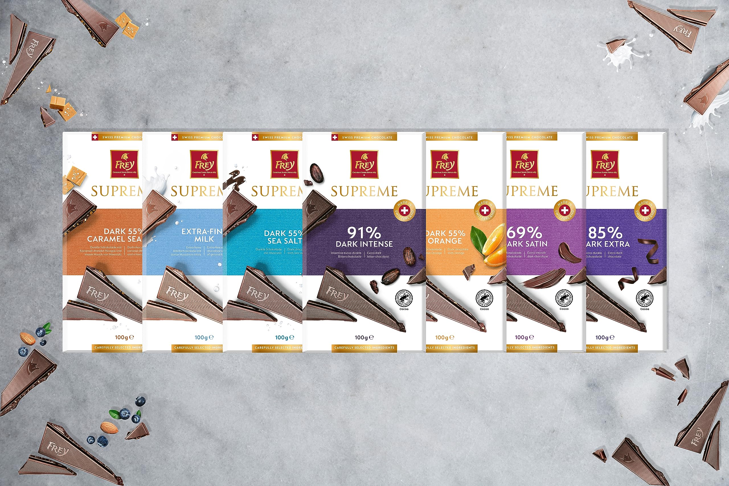 Frey Supreme Extra Fine Milk 100g - Cocoa 31% Minimum - Swiss Premium Chocolate - Rainforest Alliance Certified - Chocolate Bar