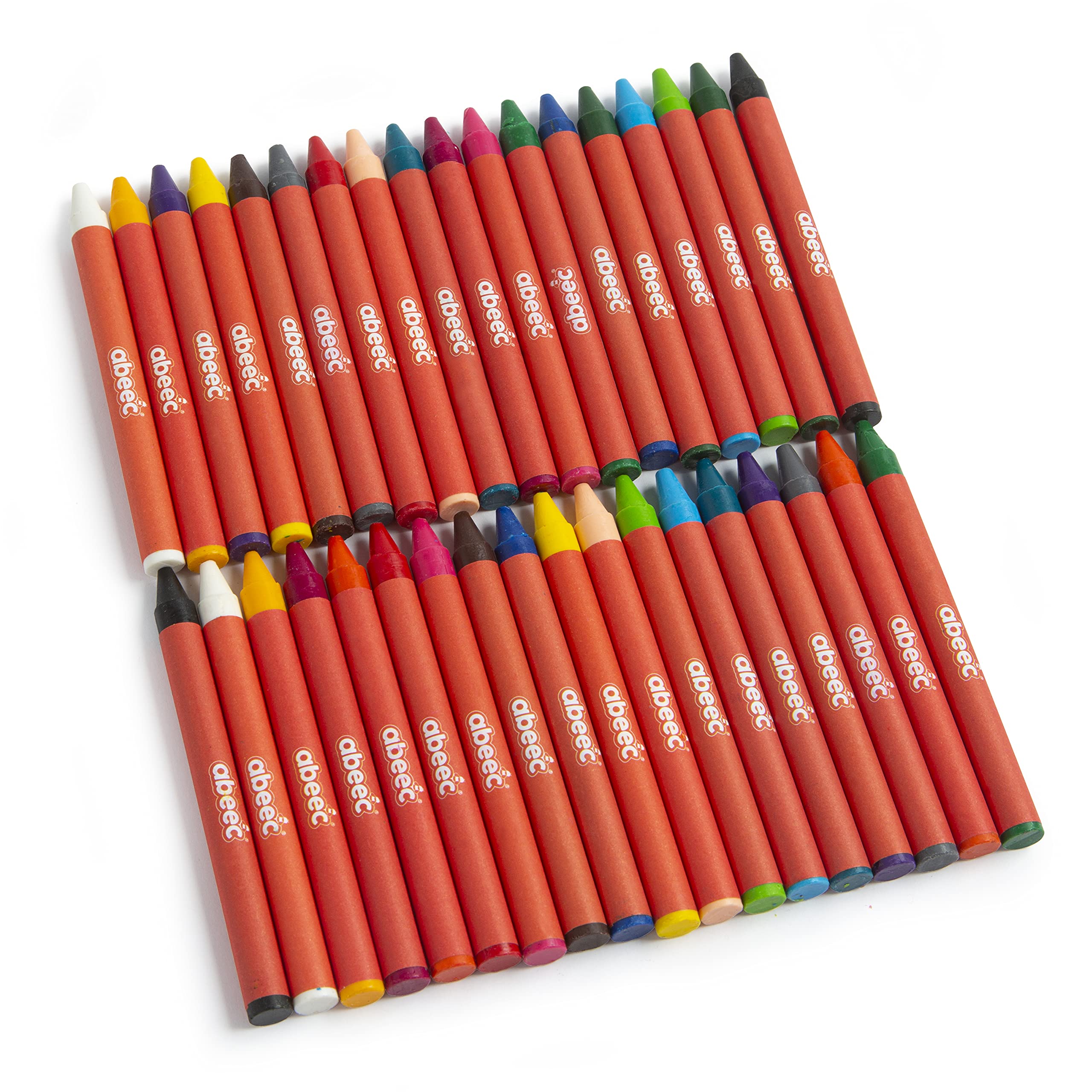 abeec 36 Crayons - Set of 36 Assorted Wax Crayons for Kids - 18 Different Coloured Colouring Crayons with 2 of Each Colour– Art and Crafts Supplies for Kids