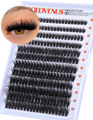 Goddvenus Individual Eyelashes Thick Cluster Lashes Wispy Lash Clusters 10-20mm Fluffy Eyelash Clusters Dramatic Lashes Individual Russian D Curl Eyelashes Extensions 240pcs