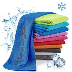 Fit-Flip Cooling towel - cool down towel - microfibre ice towel for sport and sweat - stay cool Airflip towel for neck - cold towel for yoga and fitness (blue, 100x30cm)