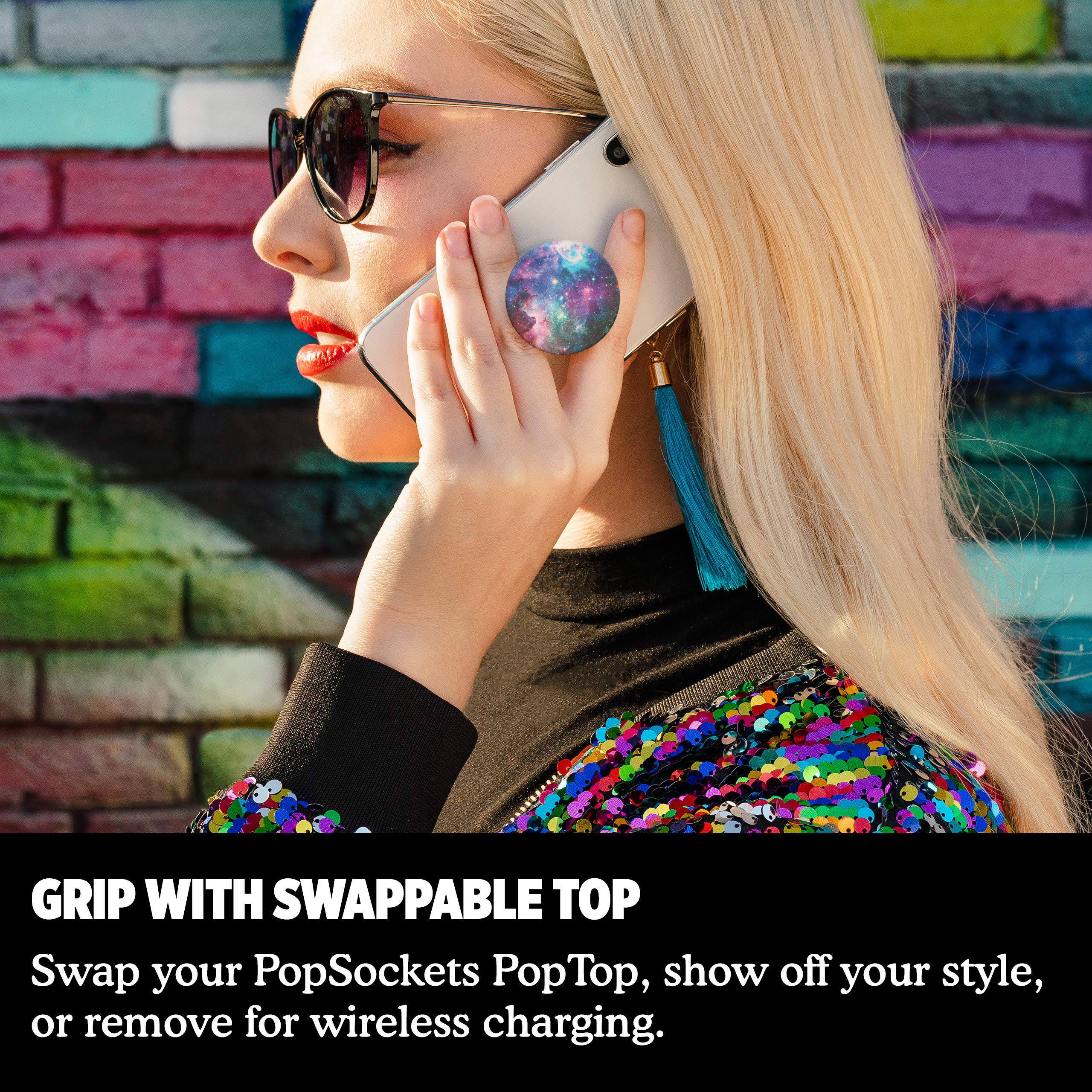 PopSockets PopGrip - Expanding Stand and Grip with Swappable Top - Blue Nebula