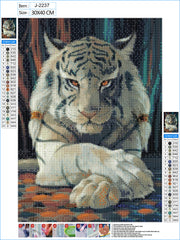 5D DIY Diamond Art Painting Kit Full Drill, Diamond Crystal Rhinestone Arts and Crafts Cross Stitch Embroidery Pictures Paintings by Numbers for Adults Kids Home Wall Decoration - White Tiger