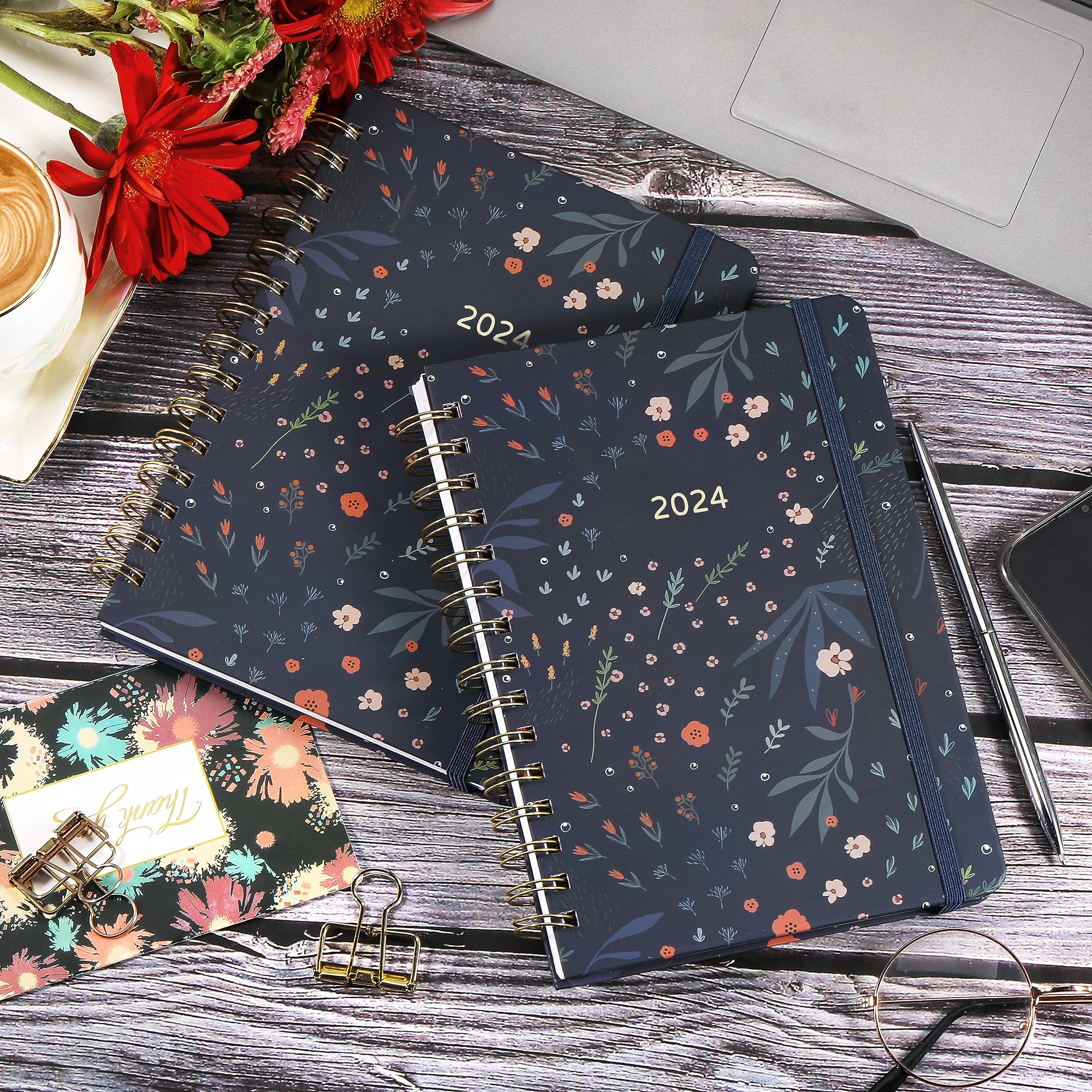 2024 Diary - A5 Diary 2024 Week to View, January to December 2024, Hardcover with Inner Pocket, Twin-Wire Binding, 21.5 x 15.5 cm
