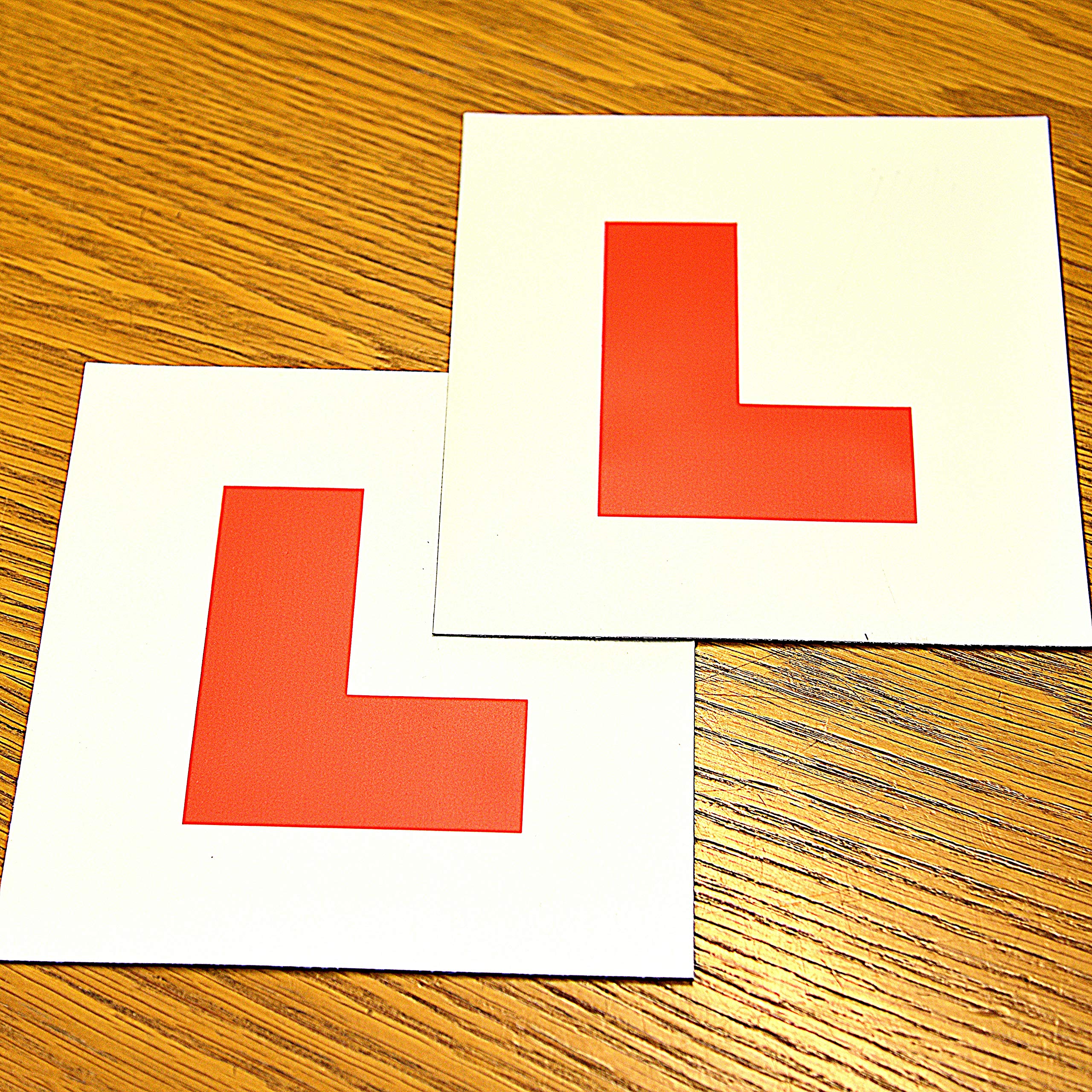 Sakura L Plates For Learner Drivers LP102 - Pair Self-Adhesive Or Tie On - Safe Visible Durable