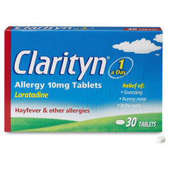 Clarityn Allergy Relief Tablet   Hayfever Relief Tablet   Loratadine   Antihistamine   All day maximum strength symptom relief with one tablet per day   30 count (pack of 1)