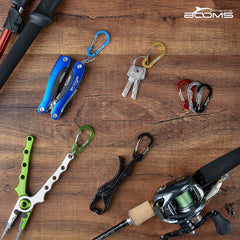 Booms Fishing CC1 Multi-Use Carabiner Clip, 6 Pack Small Caribeener Clips, Mini Keychain Caribeaner Clip 2 inch, Aluminum D Ring Carabiners, Blue