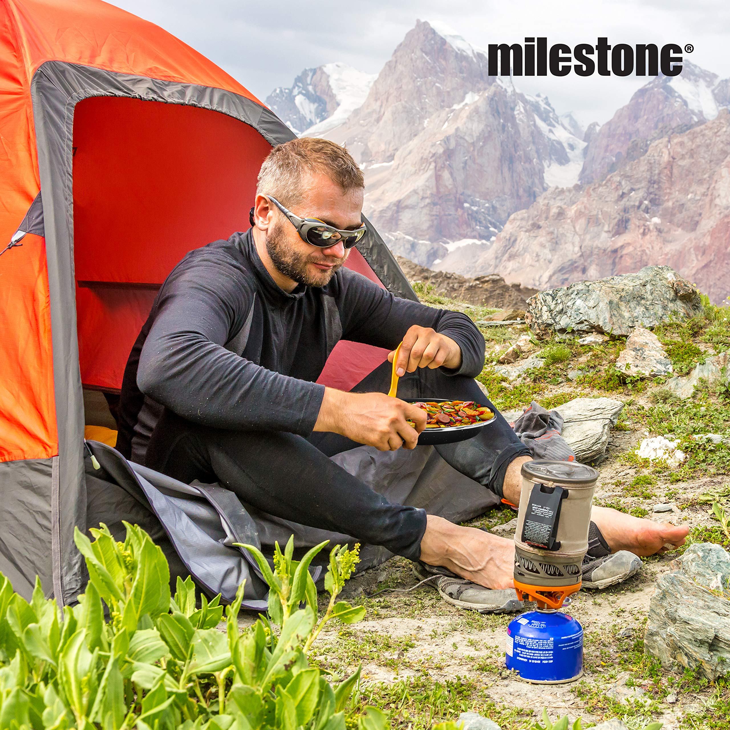 Milestone Camping Enamel Travel Mugs, Plates & Bowls/Ideal for Camping, Hiking, Fishing, Travels & More/Black Colour (Plate)