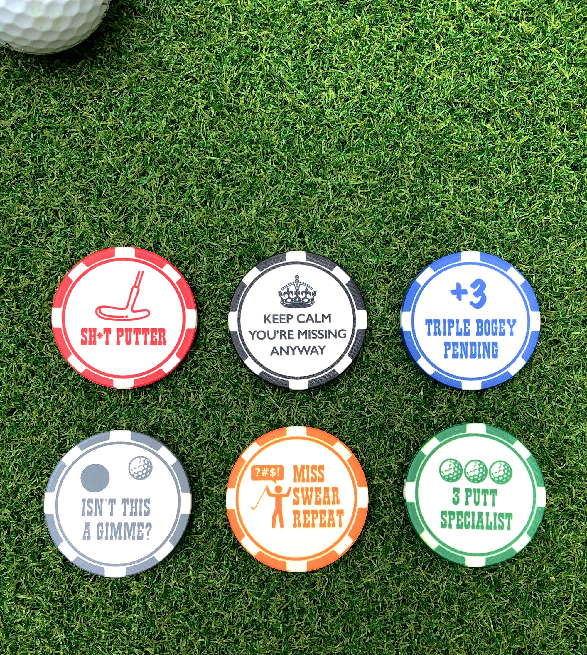 HORRIBLE BALLS Funny Golf Ball Marker Set Poker Chip Edition - Great Novelty Golf Gift For A Bad Putter