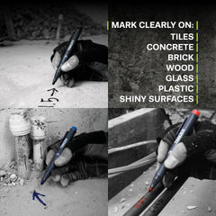 TRACER Clog-Free Construction Marker Kit with TRACER Site Holster (All-Purpose Markers perfect for shiny and dusty surfaces.) - Black, Blue, and Red